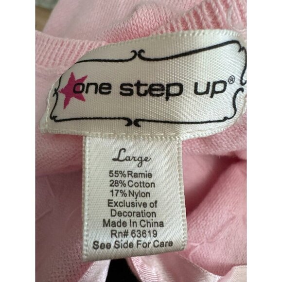 One Step Ahead Light Pink Button Down Beaded Cropped Cardigan Womens Sweater - Picture 5 of 5